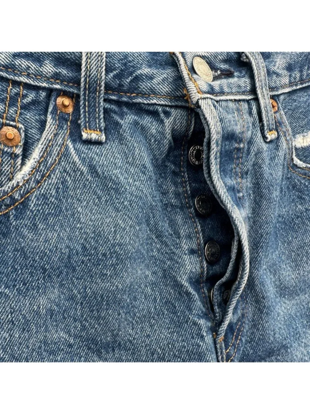 Levi's Womens 25 Shorts 501 Button Fly Cut Off Distressed Denim Jean Shorts READ